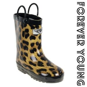 Kids Rainboots, Faux Fur Lined Rain Boots, k1555, Leopard